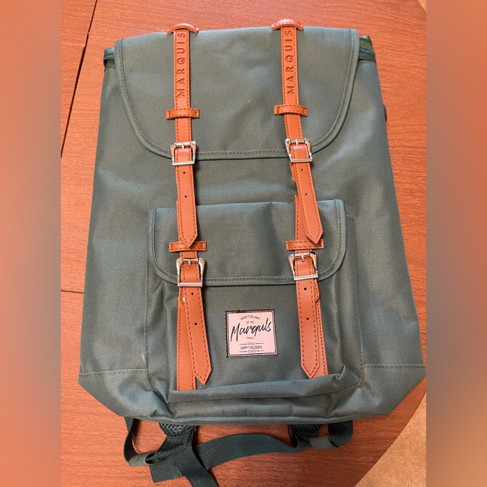 Green and Tan Men's Backpack
